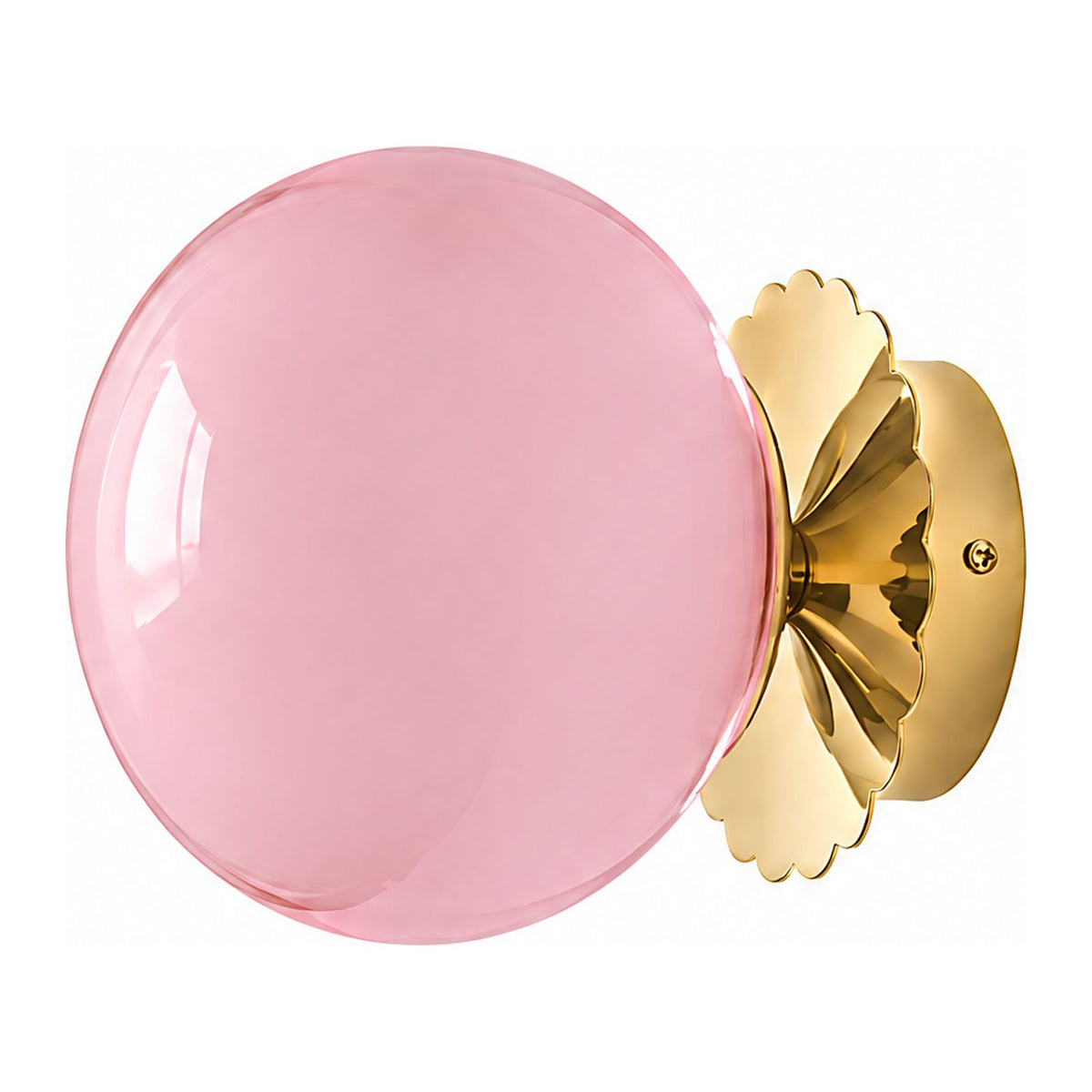 Tinted Glass Ball Up and Down Wall Light in Pink on a white background