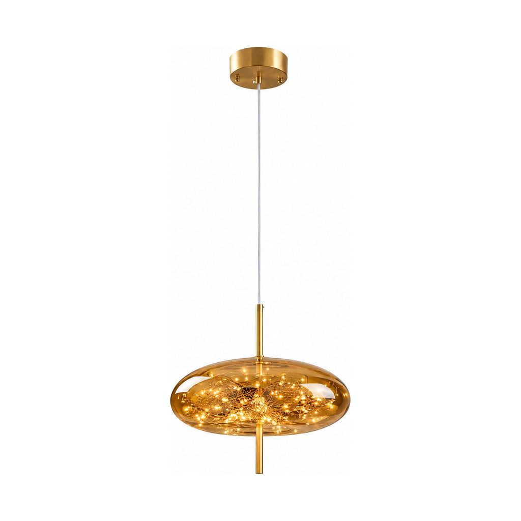 Tinted Glass Capsule and Globe Pendant Light on a white background