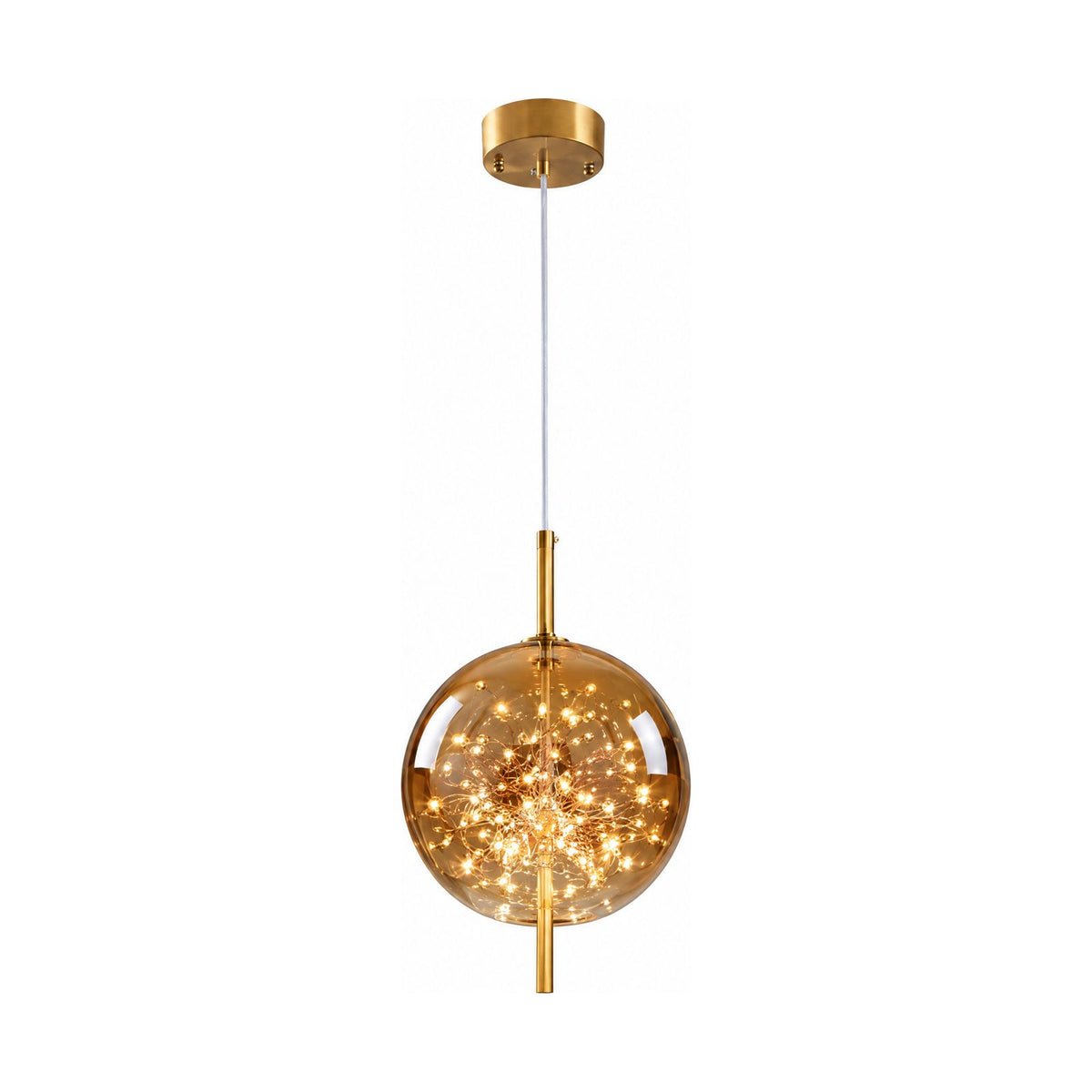 Tinted Glass Capsule and Globe Pendant Light in the globe shape on a white background