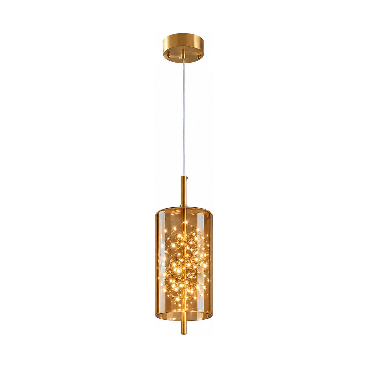 Tinted Glass Capsule and Globe Pendant Light in the cylinder shape on a white background