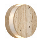 Travertine and Frosted Glass Up Down Wall Light on a white background