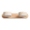 Travertine and Wood LED Vanity Wall Light on a white background