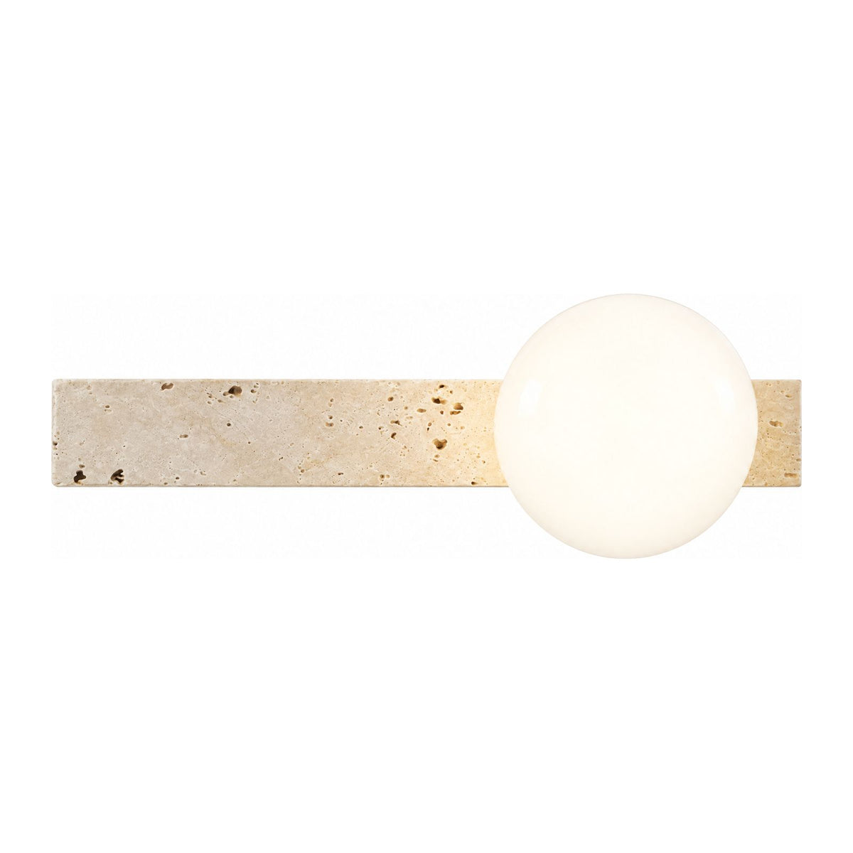Travertine Bar and White Globe Wall Light on a white background