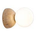 Travertine Half Dome Glass Orb Wall Light on a white background
