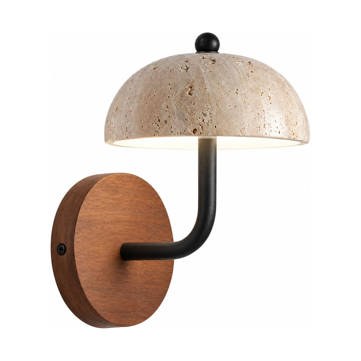 Travertine Mushroom Dome Bedside Wall Light on a white background