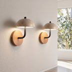 Travertine Mushroom Dome Bedside Wall Light in a pair on a wall of an Australian home