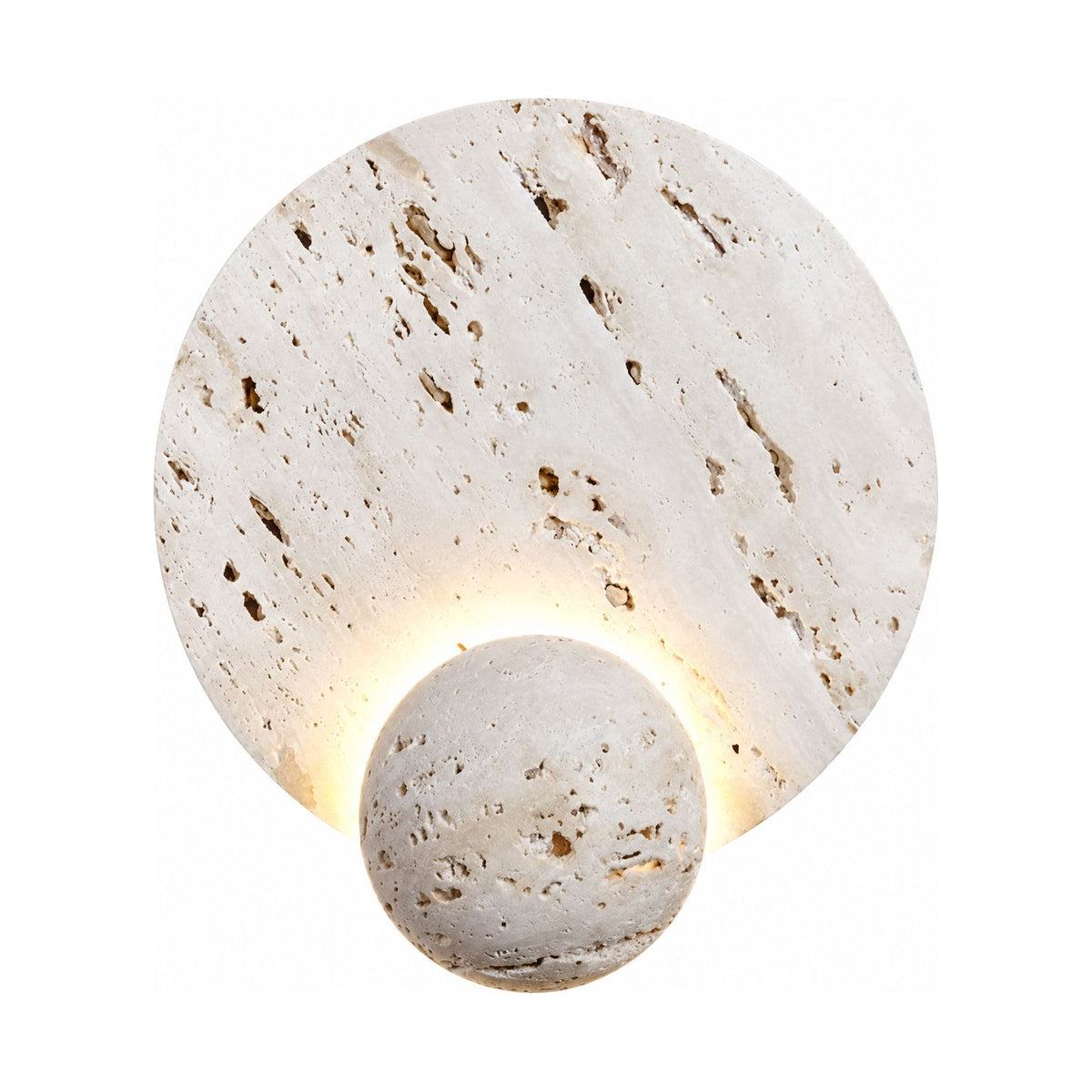 Travertine Pattern Marble Disc and Orb Wall Light on a white background