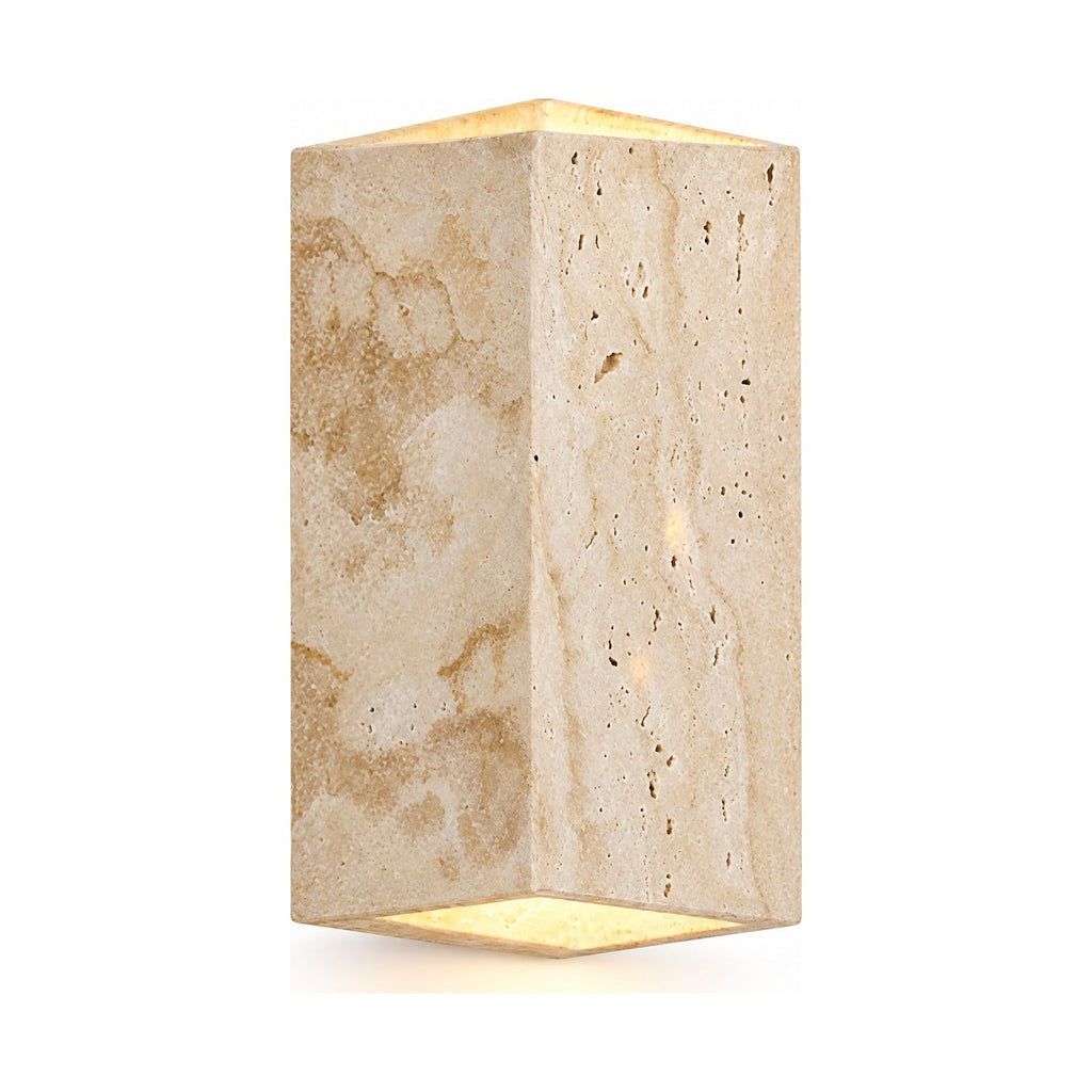Travertine Stone Outdoor Up Down Wall Light on a white background