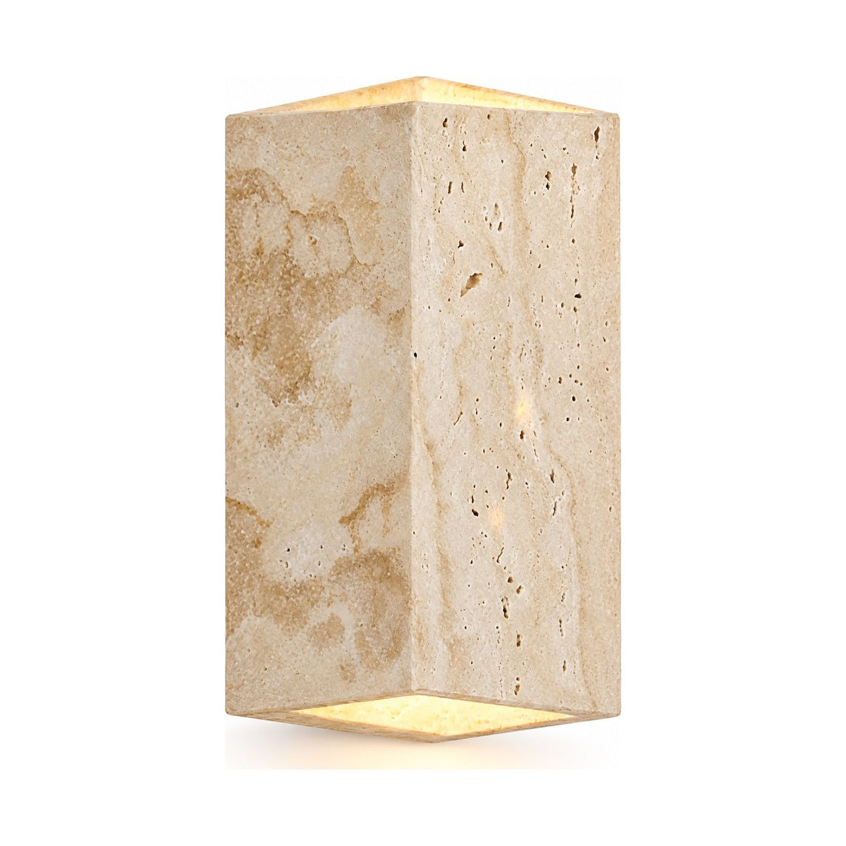 Travertine Stone Outdoor Up Down Wall Light on a white background