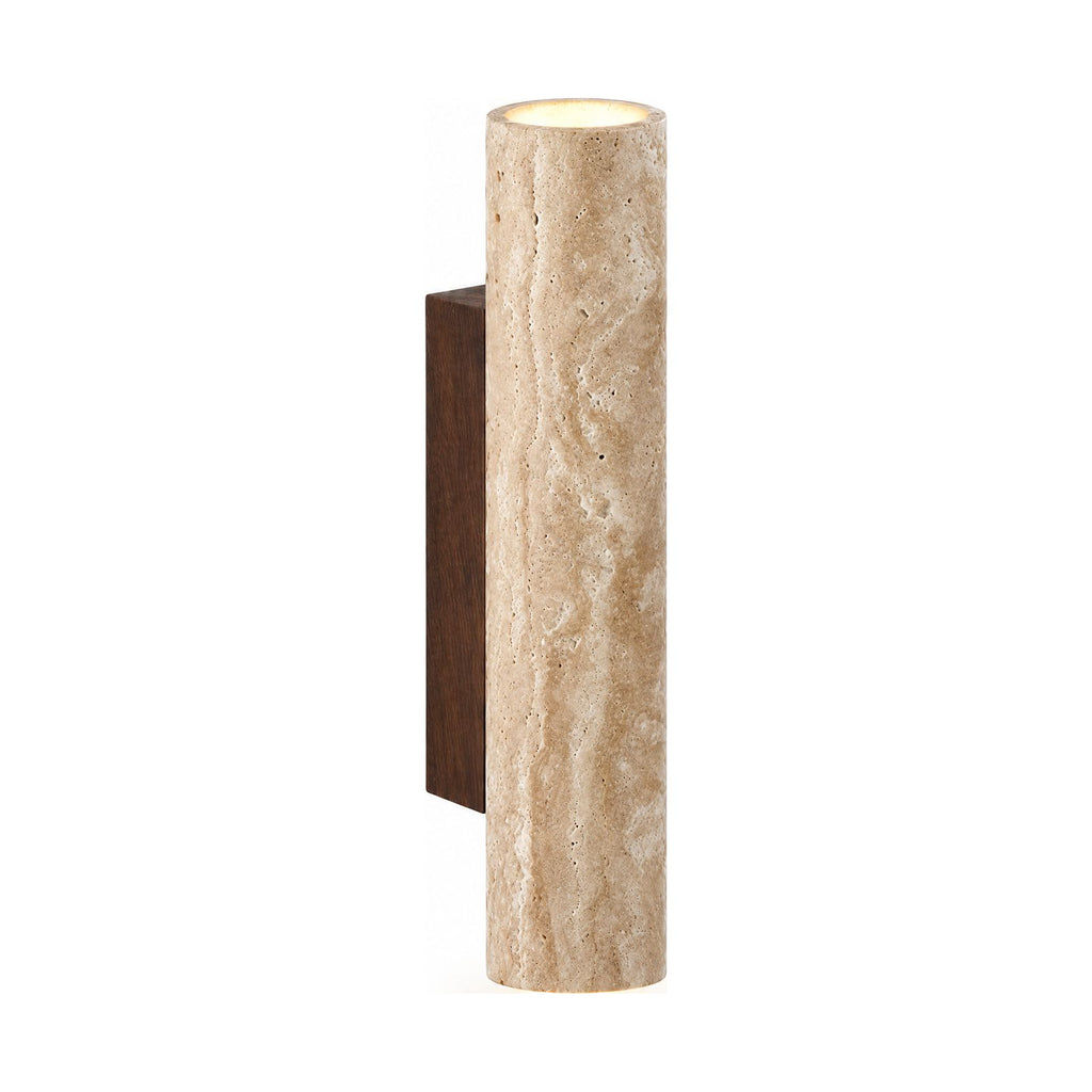 Travertine Tube Up Down Wall Light on a white background