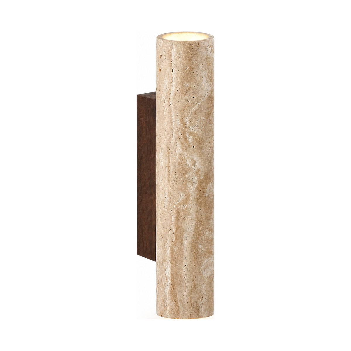 Travertine Tube Up Down Wall Light on a white background