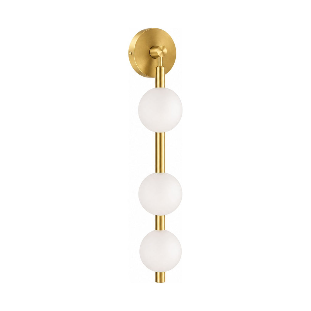 Triple Frosted Glass Orb Vertical Wall Light on a white background