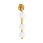 Triple Frosted Glass Orb Vertical Wall Light on a white background