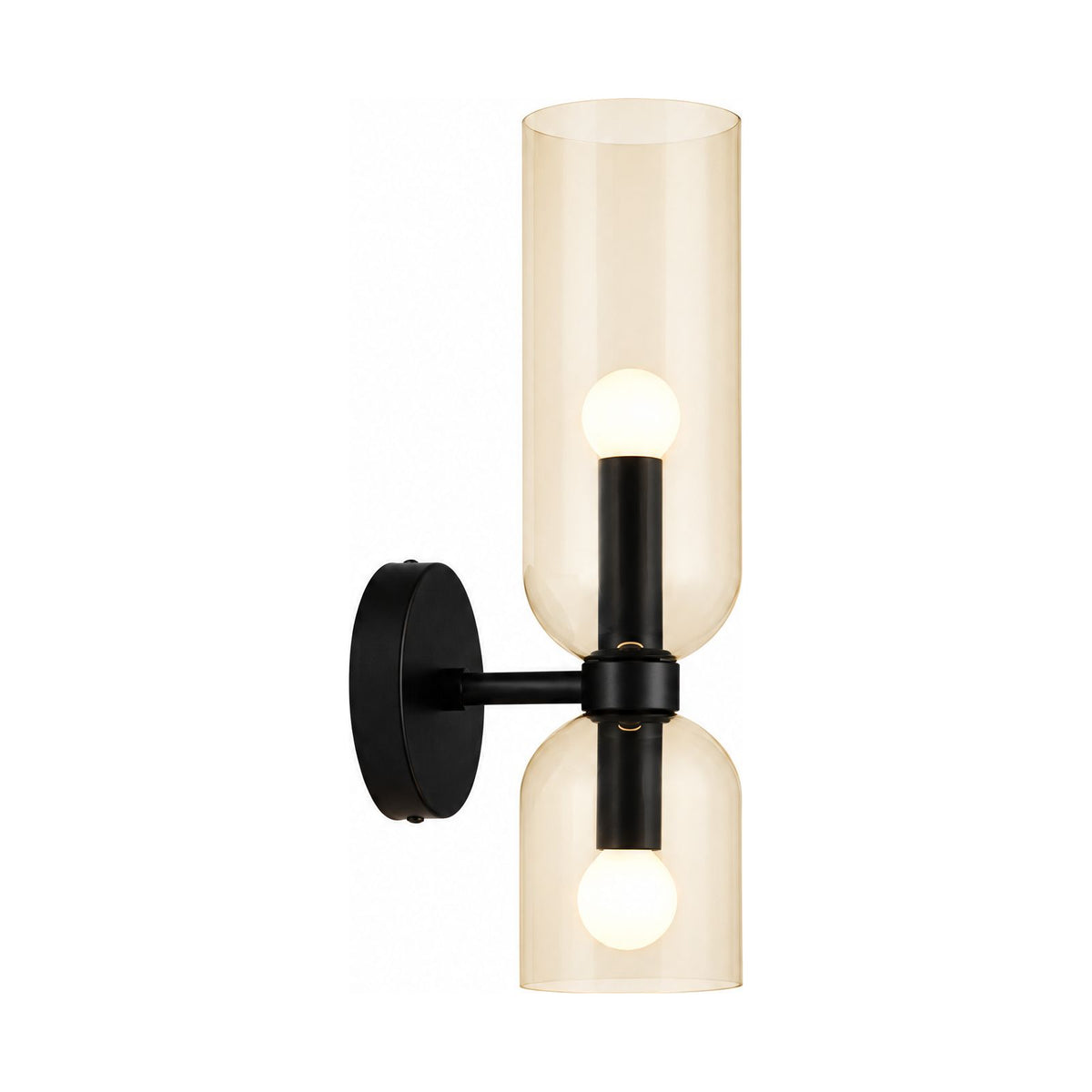 Twin Coloured Glass Shade Wall Light in Cream on a white background