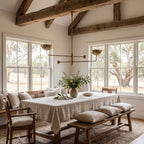Two Arm Bowl Shade and Ball Chandelier in a styled bedroom in soft daylight