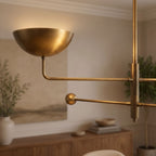 Two Arm Bowl Shade and Ball Chandelier: close-up of the materials and finish