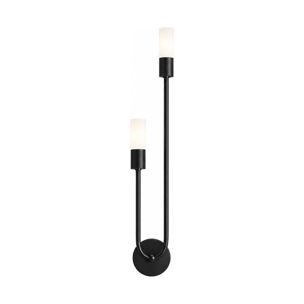 Two-Arm Iron and Acrylic Tube Wall Light on a white background