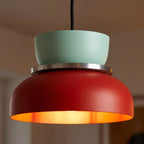 Two-Tone Stacked Metal Bowl Pendant Light, close view from below