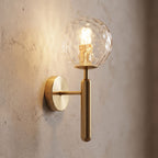 Upturned Glass Globe Wall Light, close view at 45 degrees on a plaster wall