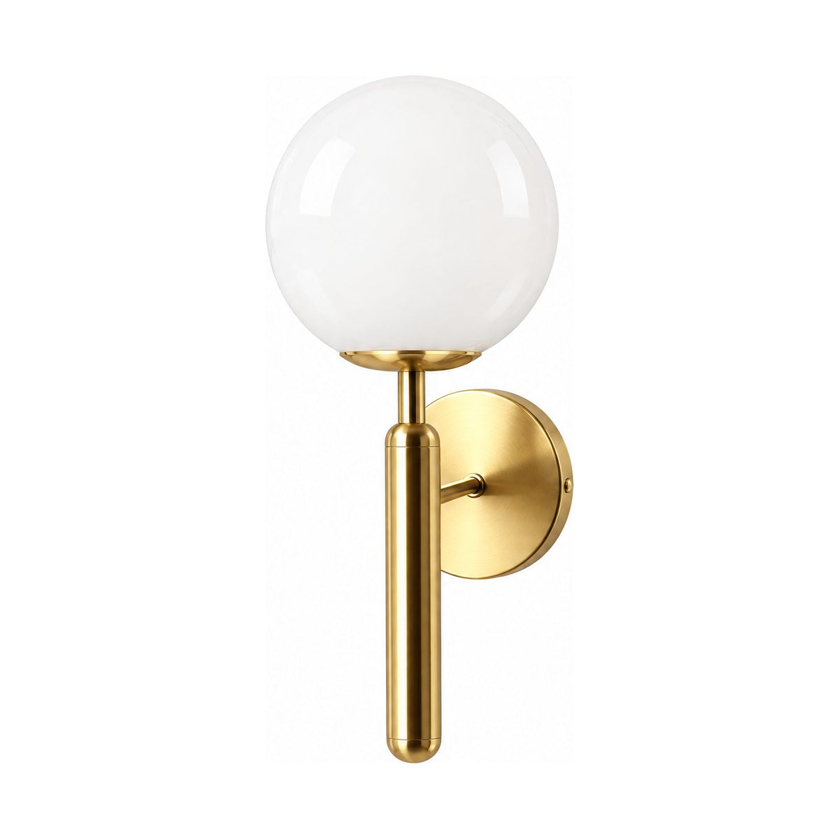 Upturned Glass Globe Wall Light in White on a white background