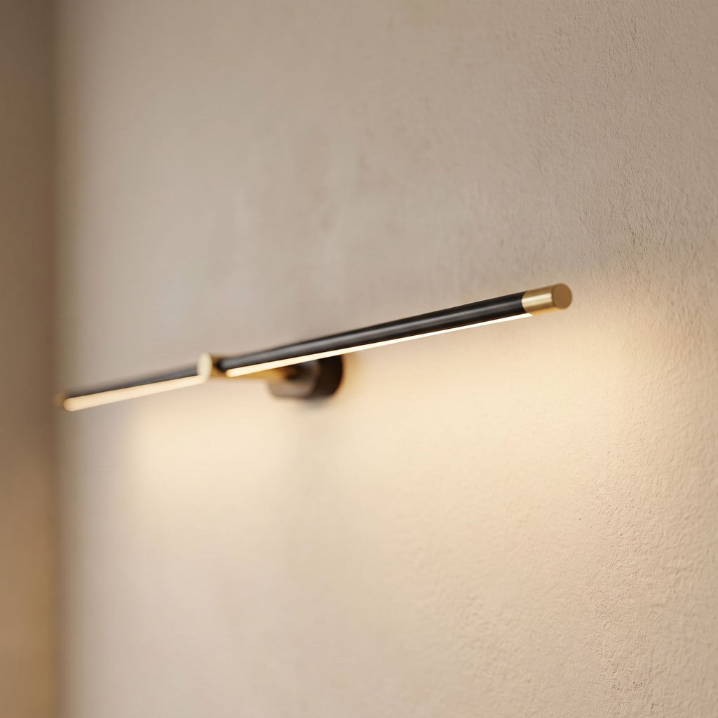 Vertical or Horizontal Linear LED Wall Light, close view at 45 degrees on a plaster wall