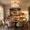 Vertical Textured Glass Drum Semi-Flush Ceiling Light above a dining table