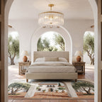 Vertical Textured Glass Drum Semi-Flush Ceiling Light in a bedroom in daylight