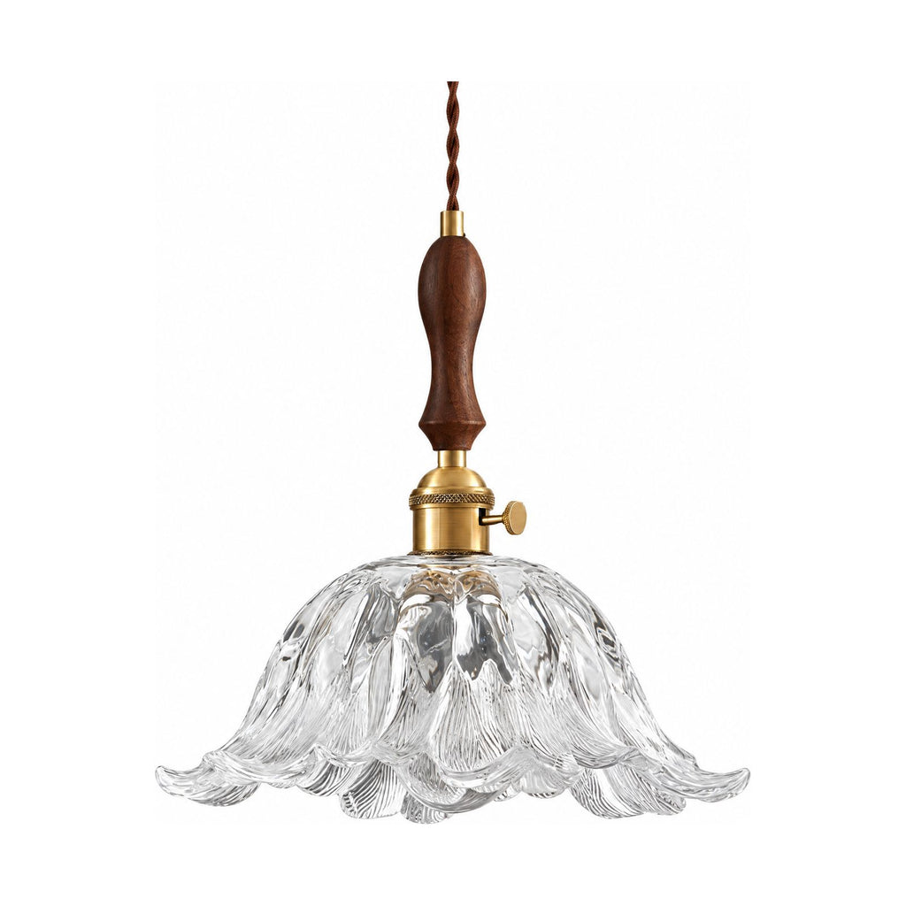 Vintage Flower Petal Glass Pendant Light on a white background