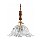 Vintage Flower Petal Glass Pendant Light on a white background