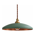 Vintage Iron Shade Industrial Pendant Light with the disc shade on a white background