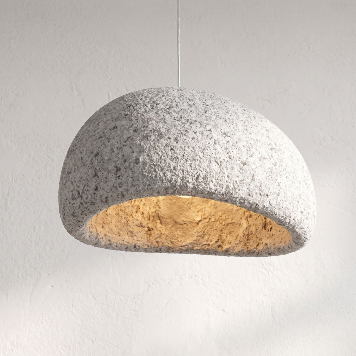 Wabi Sabi Fibreglass Resin Pendant Light, close view from below