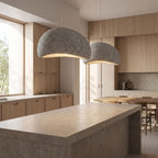 Wabi Sabi Fibreglass Resin Pendant Light in a pair over a stone kitchen island