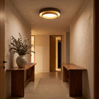 Walnut-Look Acrylic LED Ceiling Light in an entry foyer