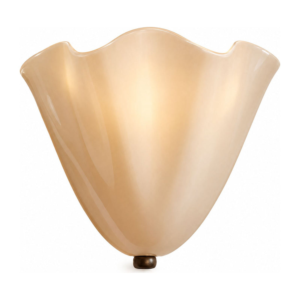 Wavy Beige Glass Shell Wall Light on a white background