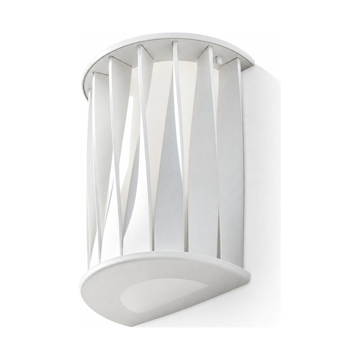 Wavy Openwork Stainless Steel Outdoor Wall Light in White on a white background