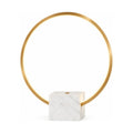 White Marble and Copper LED Table Lamp on a white background