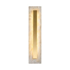 Wide Alabaster Panel Brass Wall Light on a white background