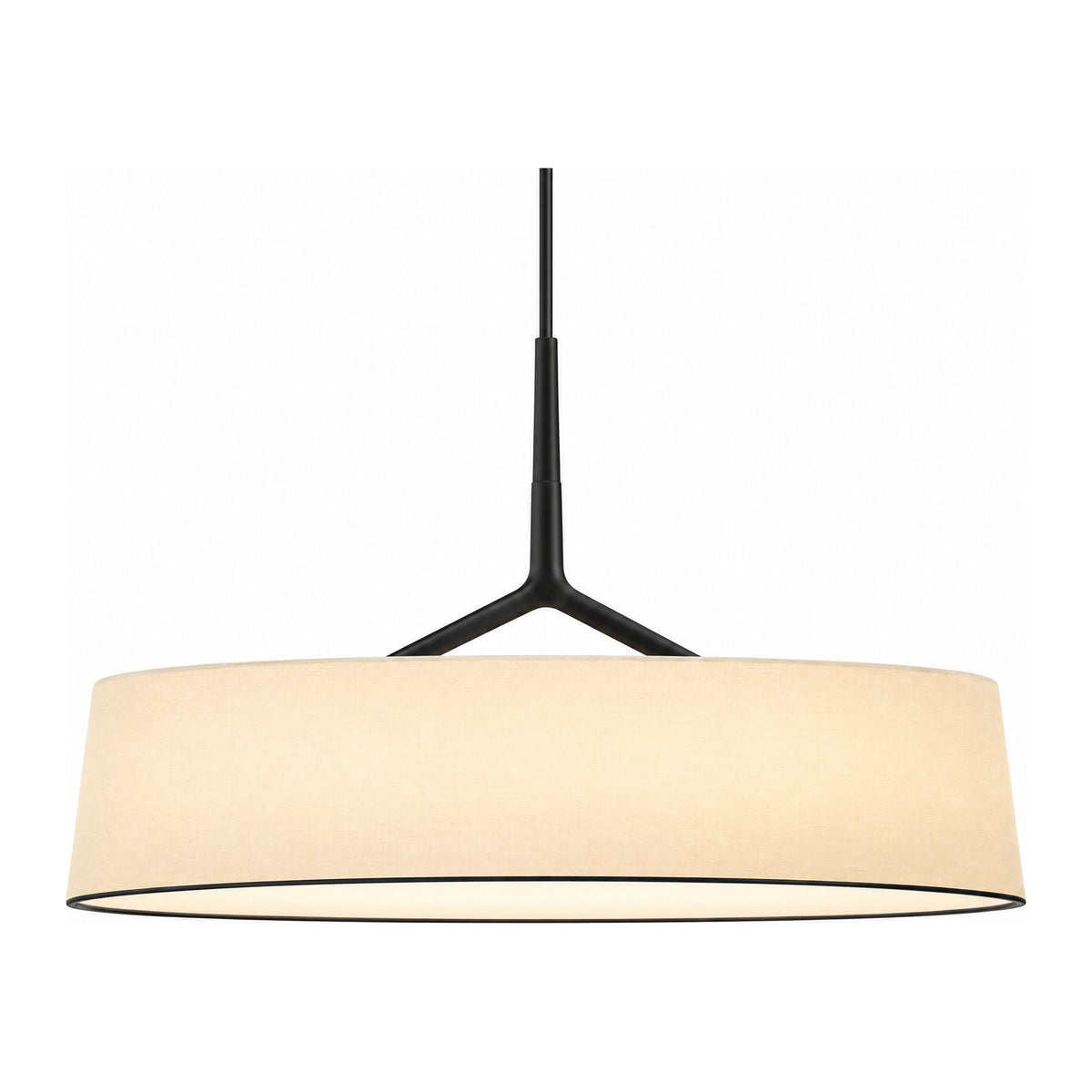 Wide Fabric Drum LED Pendant Light on a white background