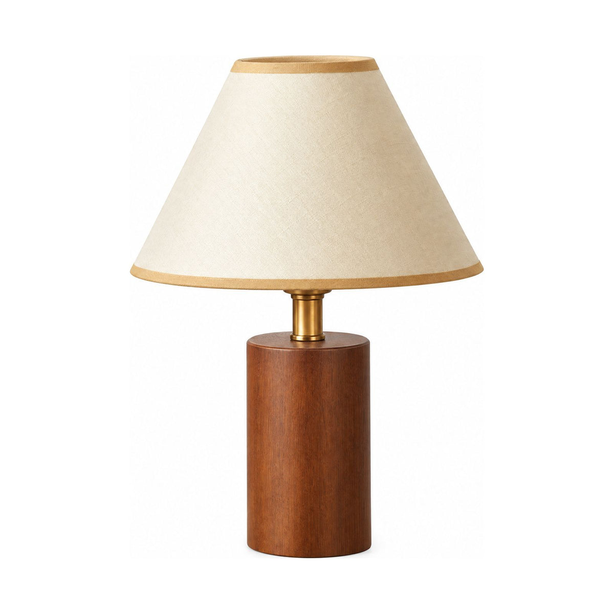 Wood Base Cone Shade Bedside Table Lamp on a white background
