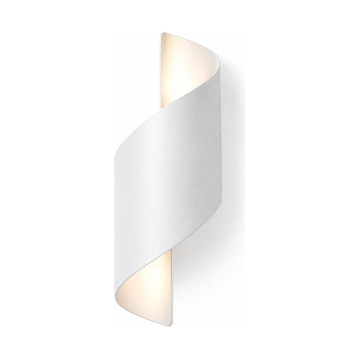 Wrap Around Aluminium and Glass Up Down Wall Light in White on a white background
